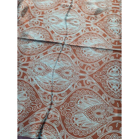 Silk Square Scarf Brown & Turquoise Paisley Design 20"x20" Elegant Soft Handkerc - Picture 5 of 12